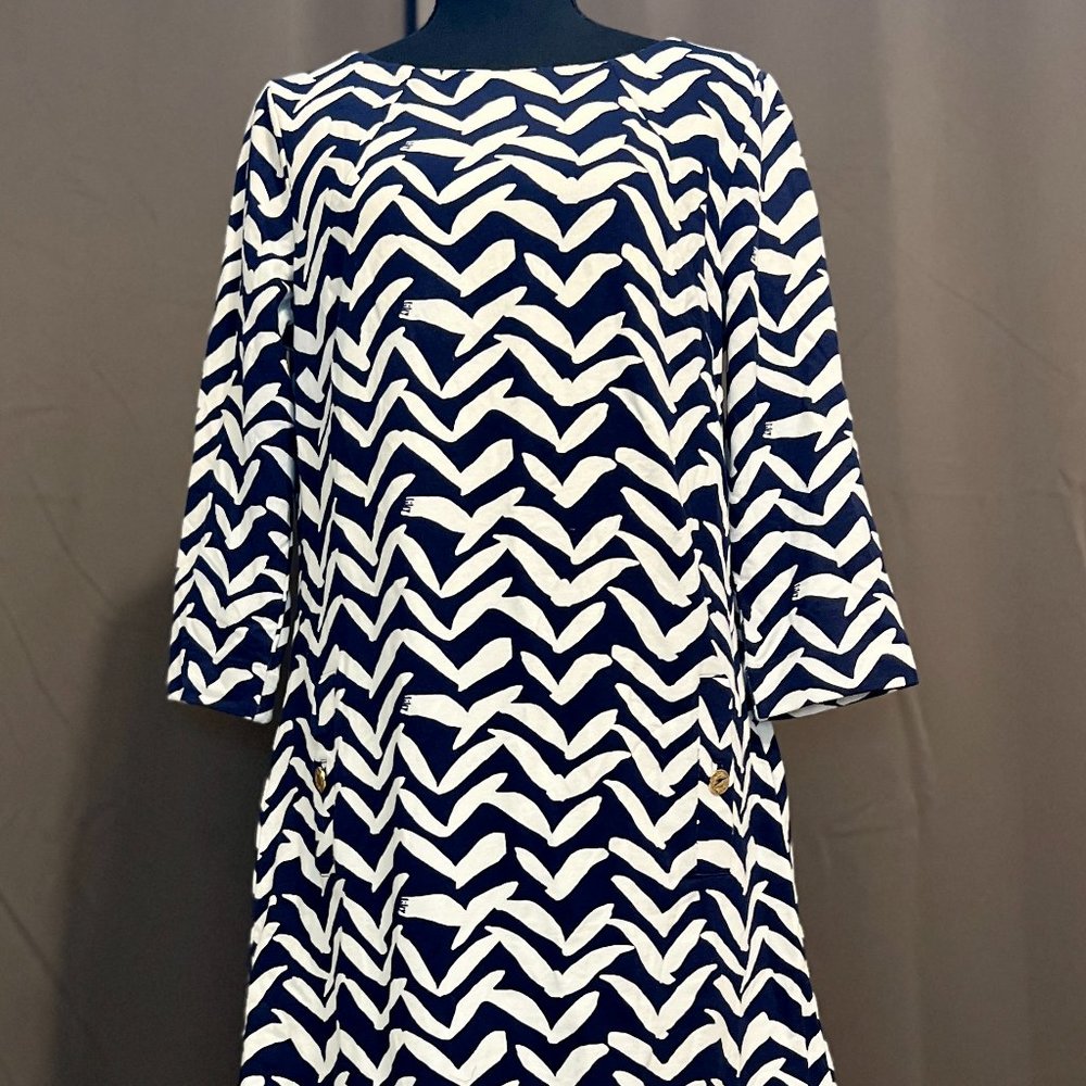 Lilly Pulitzer Charlene Ponte Shift Dress – Bright Navy I Got Lucky – Size Large